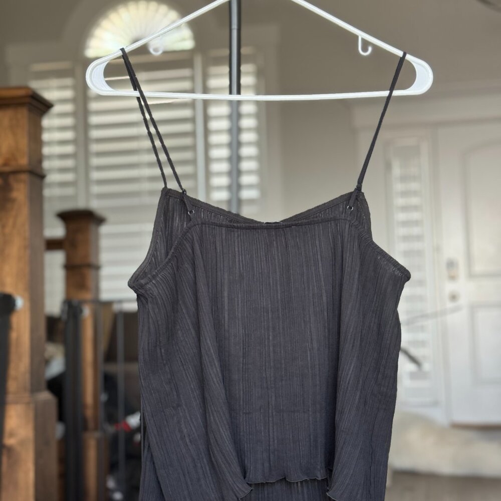 Madewell Black Pleated Adjustable Strap Cami Top NWT Size M